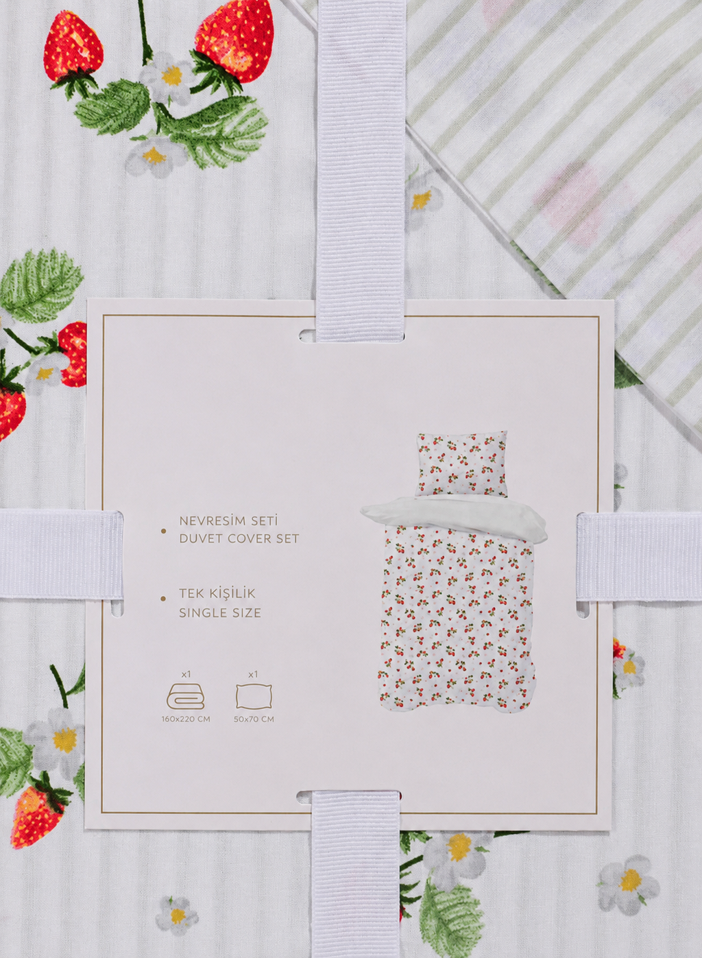 Bettwäsche-Set mit Erdbeeren – 3-teilig – Weiche Baumwollmischung
