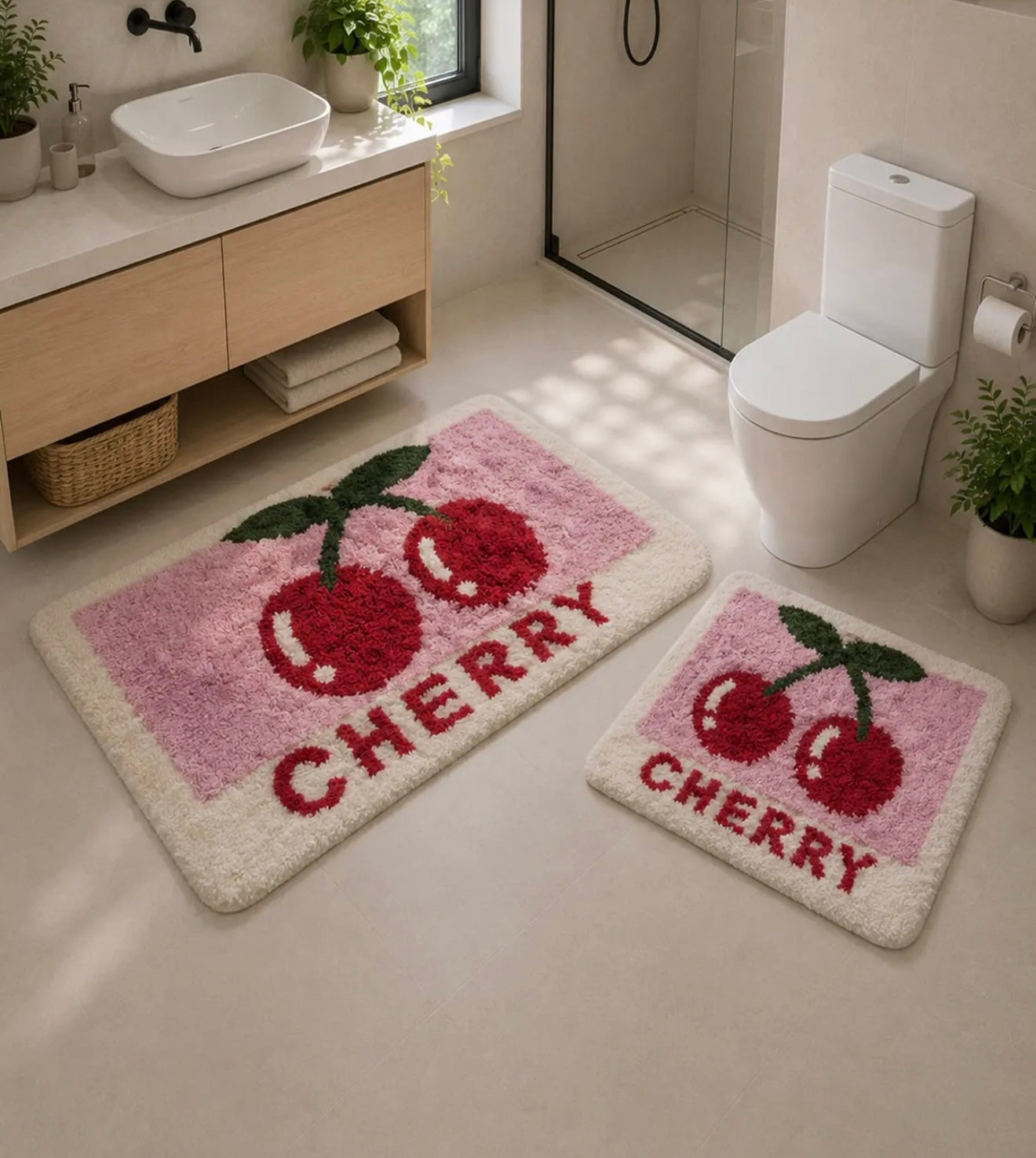 🍒 Kirsch Badematten-Set