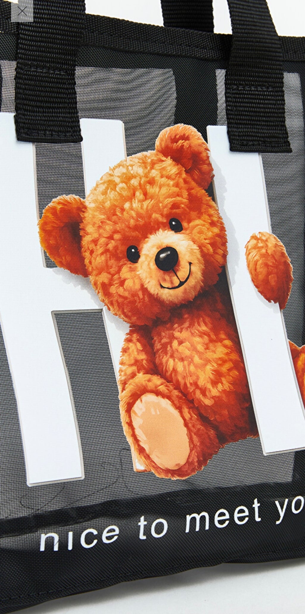 Cute Teddy Mesh Strandtasche – Leichte wiederverwendbare Einkaufs- und Reisetasche